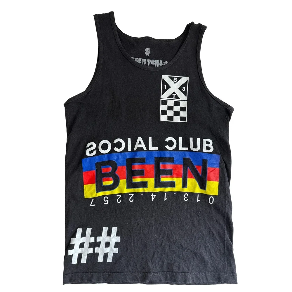 Been Trill Social Club Mallratz Tank Top Men's Small Black Graphic Sleeveless - Picture 1 of 5